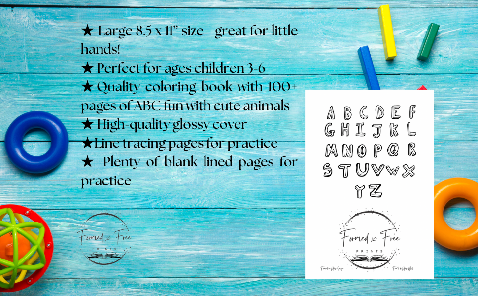 Letters and Shapes: ABC Coloring and Tracing Book for Preschool and Kindergarten, Ages 3-6; 8.5x11", 100+ pages!